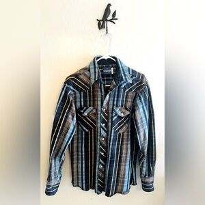 Men’s Wrangler Western Flannel Shirt | Plaid | Snap-down Front